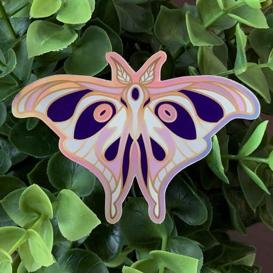 Enchanted Forest Holo Moth Die Cut Sticker