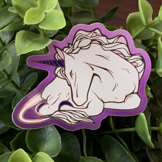 Enchanted Forest Unicorn Die Cut Gold Mirror Effect Sticker