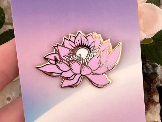 Gold Celestial Garden Sun Lotus Hard Enamel Pin