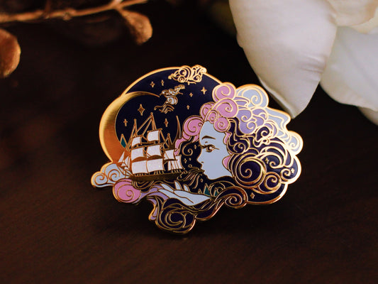 Gold Ocean of Sky Wind Goddess Hard Enamel Pin - Night Version