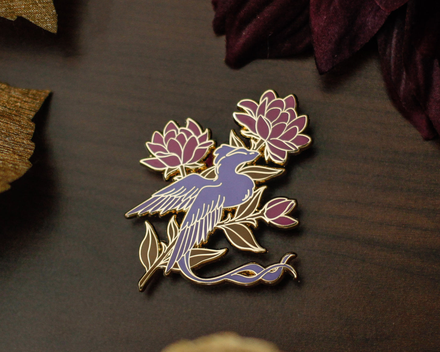 Floral Dragon - A Tea Party with Dragons Gold Hard Enamel Pin