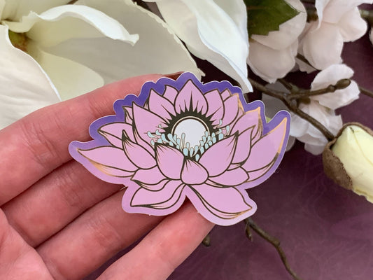 Celestial Garden Sun Lotus Die Cut Gold Mirror Effect Sticker