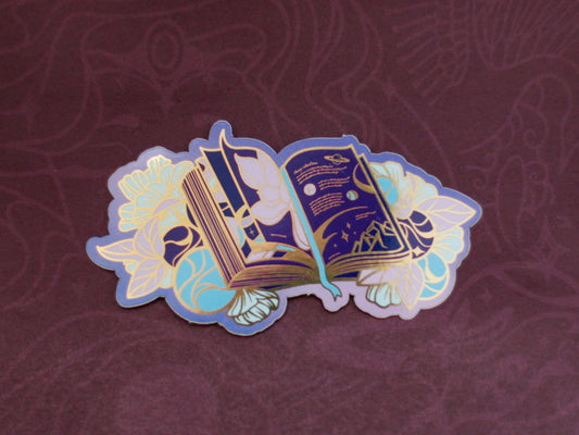 Tome of Celestial Gardening Die Cut Gold Mirror Effect Sticker