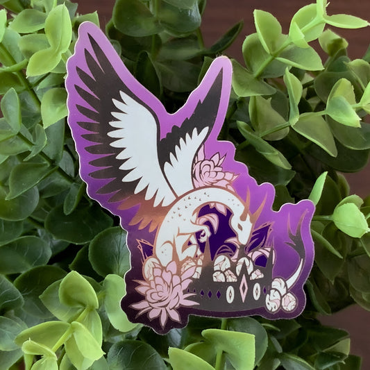 Enchanted Forest Dragonling Die Cut Gold Mirror Effect Sticker