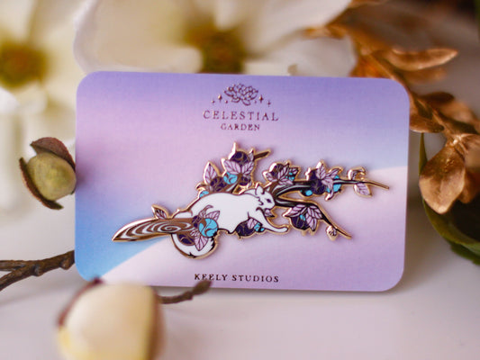 Gold Celestial Garden Evertree Cat Hard Enamel Pin
