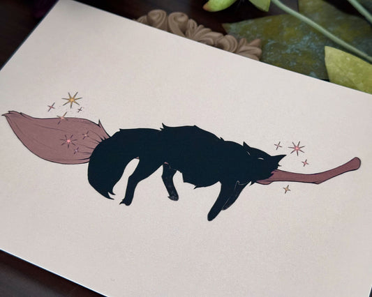 Sleepy Cat Familiar Art Print