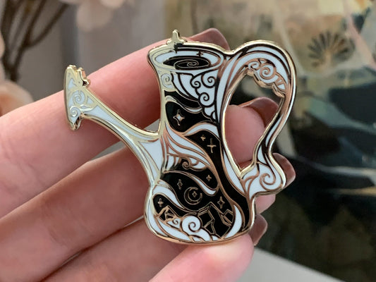 Gold Celestial Garden Moonlit Watering Can Hard Enamel Pin - Magical Galaxy Theme Enamel Pin - Enamel Pin - Keely Studios