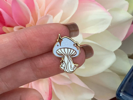 Gold Enchanted Forest Mini Mushrooms Hard Enamel Pin Set