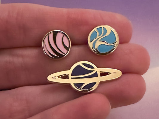 Gold Celestial Garden Planet Mini Pin Set