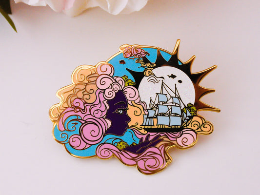 Gold Ocean of Sky Wind Goddess Hard Enamel Pin - Day Version