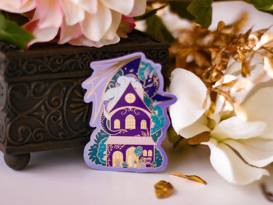 An Ocean of Sky Flower Shop Dragon Die Cut Gold Mirror Effect Sticker