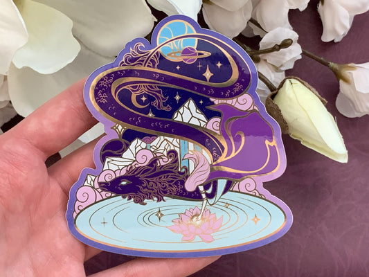 Celestial Garden Star Dragon Die Cut Gold Mirror Effect Sticker