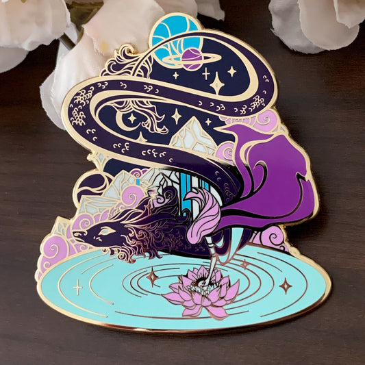 Gold Celestial Garden Star Dragon Hard Enamel Pin