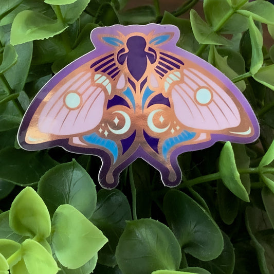 Enchanted Forest Moth Die Cut Gold Mirror Effect Sticker