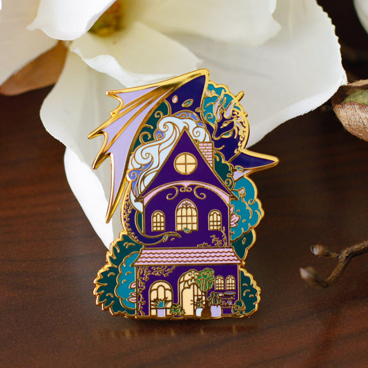 Gold Ocean of Sky Flower Shop Dragon Hard Enamel Pin
