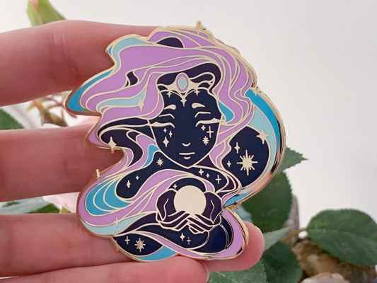 Gold Celestial Garden Sun Goddess Hard Enamel Pin