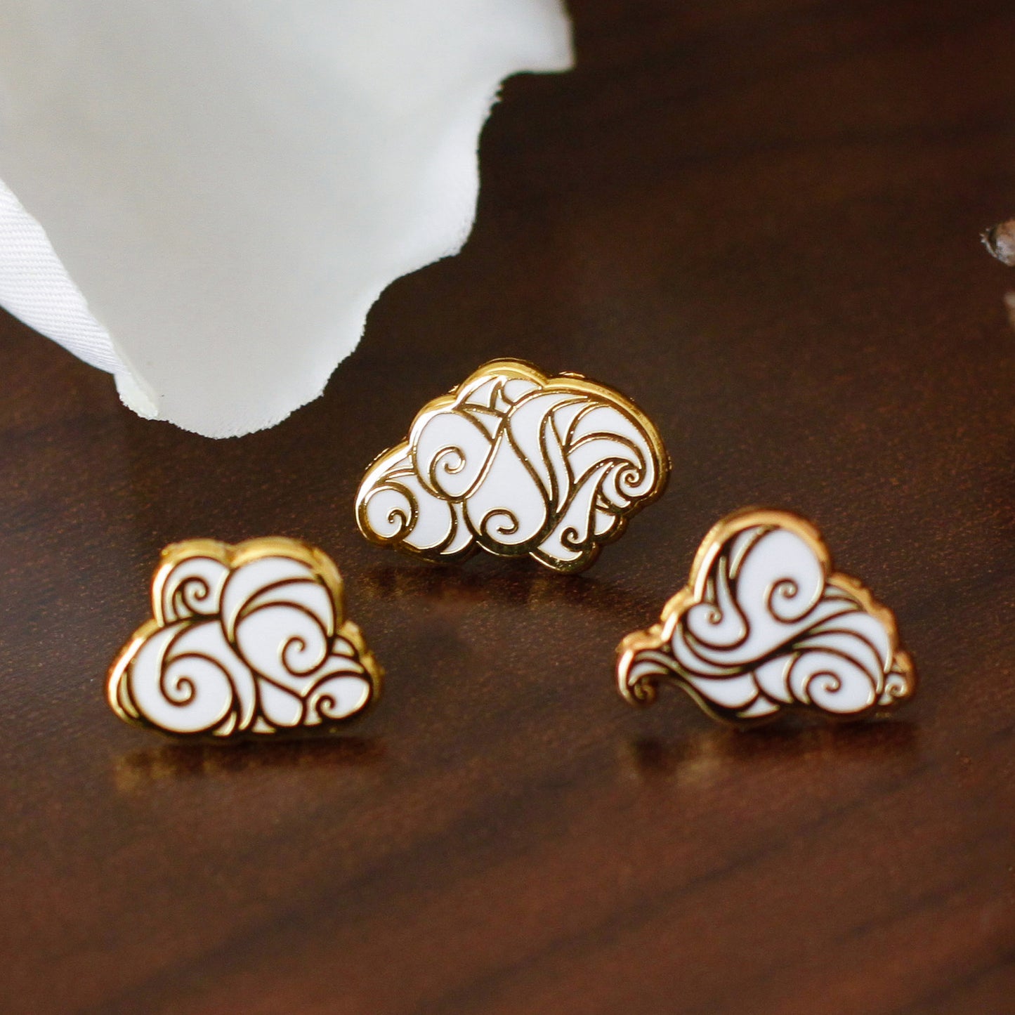 Gold Ocean of Sky Clouds Hard Enamel Mini Pin Set