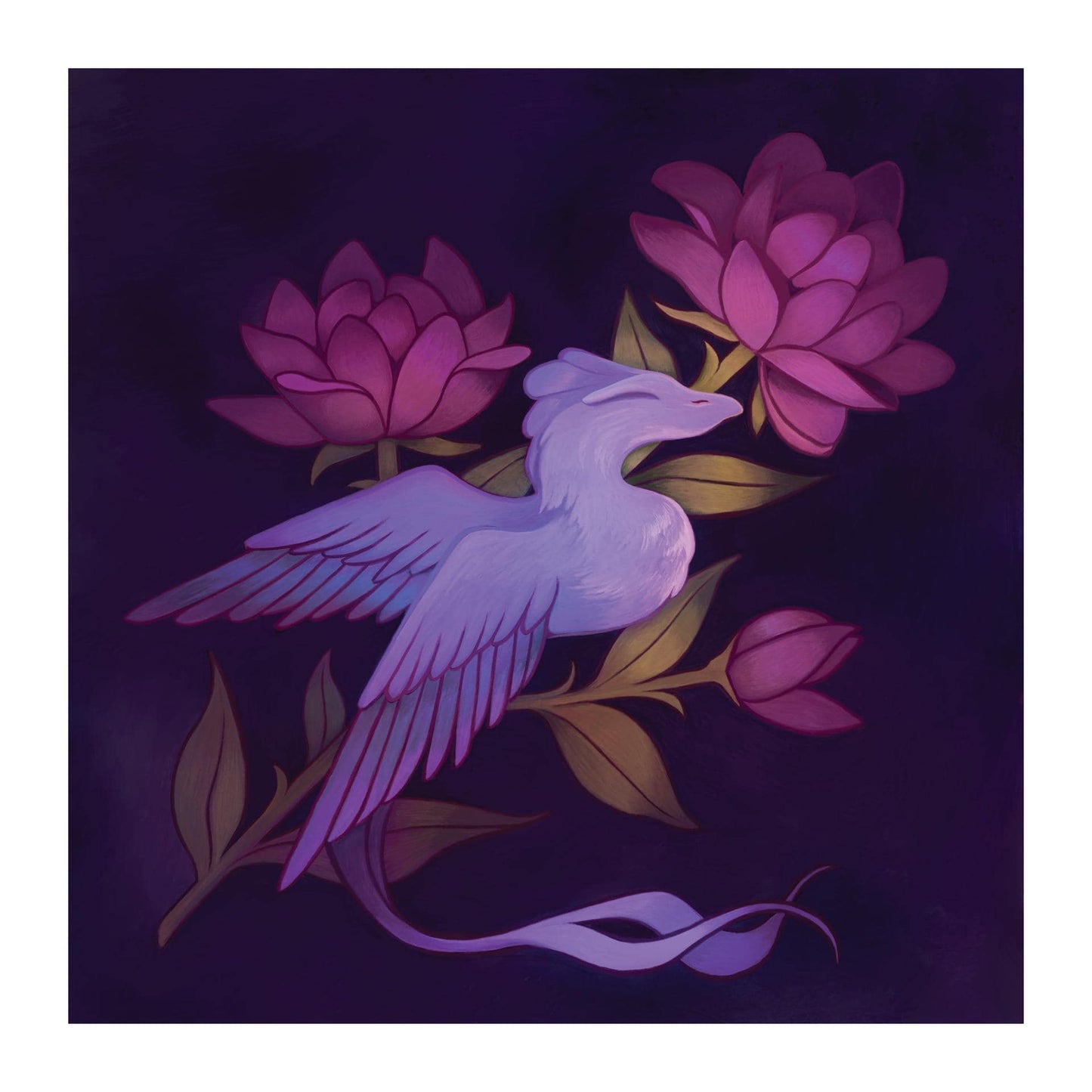 Floral Dragon Fine Art Print | Archival Digital Painting Art Print