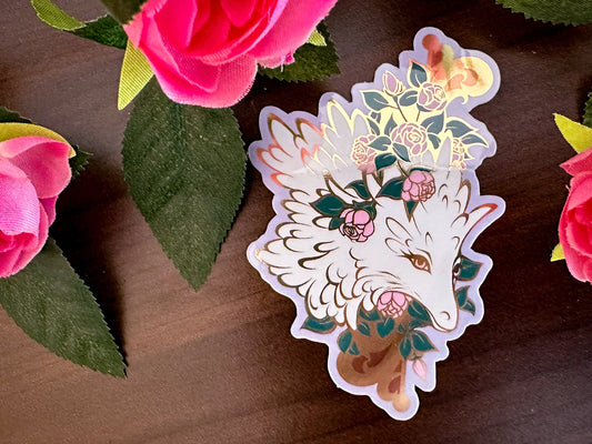 Marvelous Manor Rose Dragon Die Cut Gold Mirror Effect Sticker