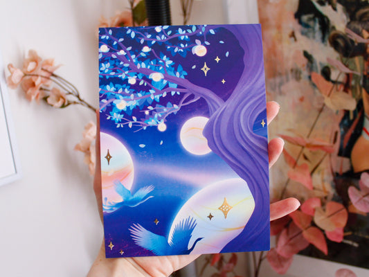 Gold Foil Celestial Garden Pheonix Art Print