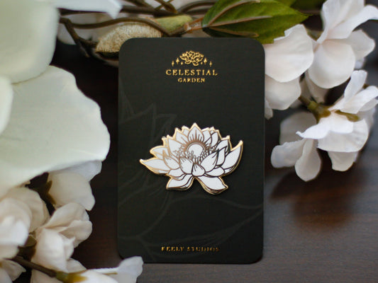 Gold Celestial Garden Sun Lotus Hard Enamel Pin