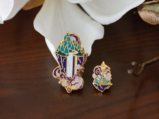 Gold Ocean of Sky Floating Islands Hard Enamel Mini Pin Set - Night Version - Magical Fantasy Theme Lapel Pin - Island Pins - Keely Studios