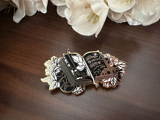 Gold Tome of Celestial Gardening Hard Enamel Pin - Black & White Edition - Celestial Garden Collection