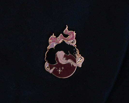 Gold Sleepy Cat Familiar Cauldron Hard Enamel Pin