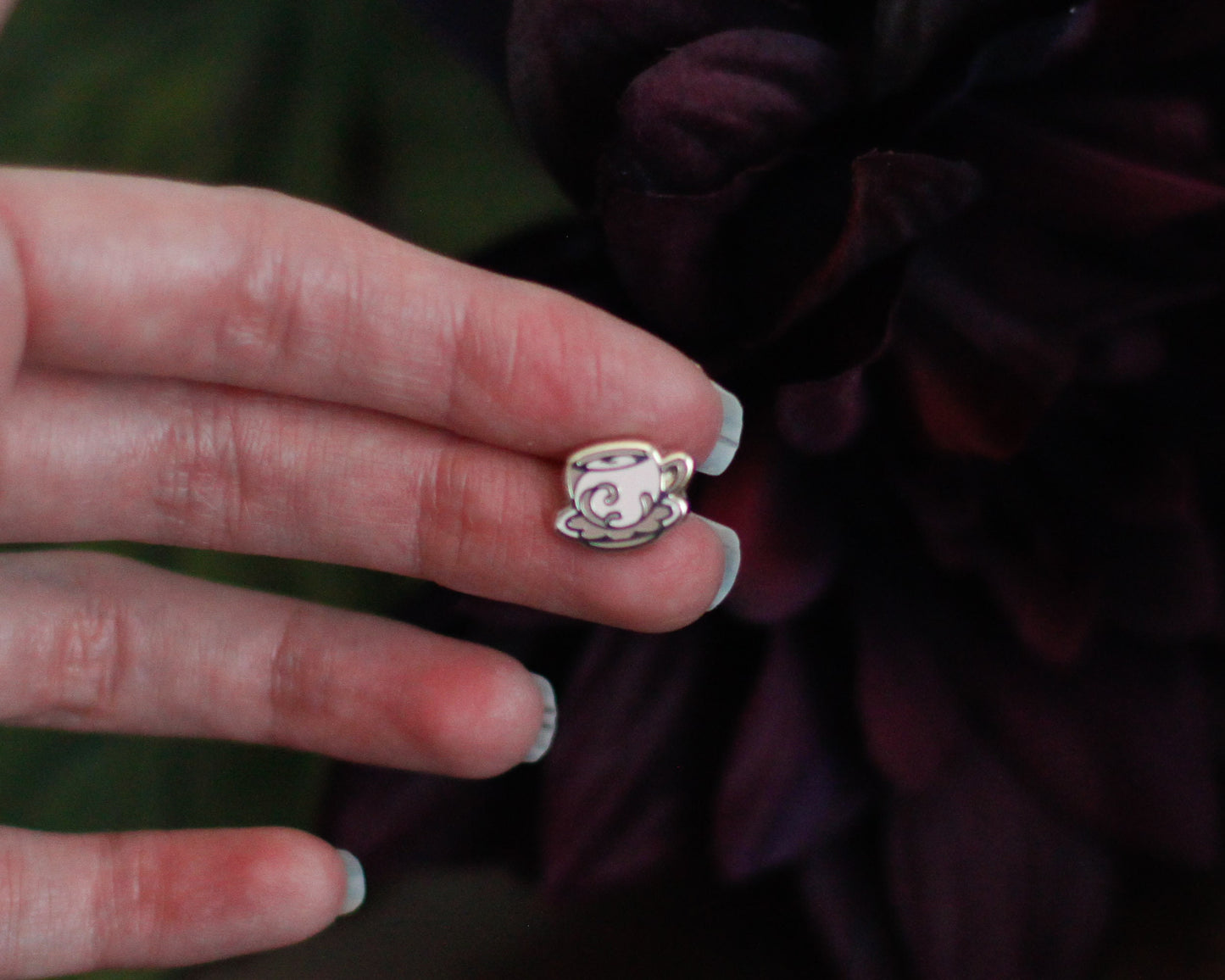 Sleepy Cat Familiar Ghost Tea Hard Enamel Mini Pin Set - Magical Fantasy Theme Lapel Pin - Mini Enamel Pin Set - Keely Studios