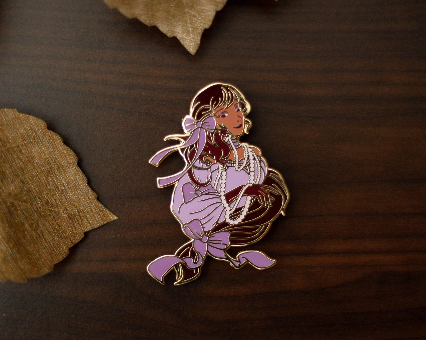 Shoulder Friend - BLOOM Edition - A Tea Party with Dragons: Midnight Soiree Gold Hard Enamel Pin - Keely Studios - Girl and Dragon Pin