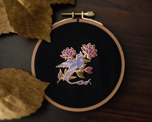 Floral Dragon Gold Enamel Pin - A Tea Party with Dragons Collection