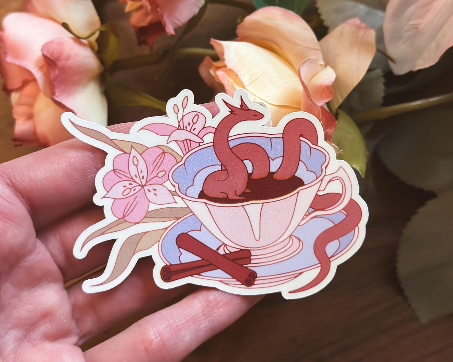 Cinnamon Tea Dragon Die Cut Vinyl Sticker