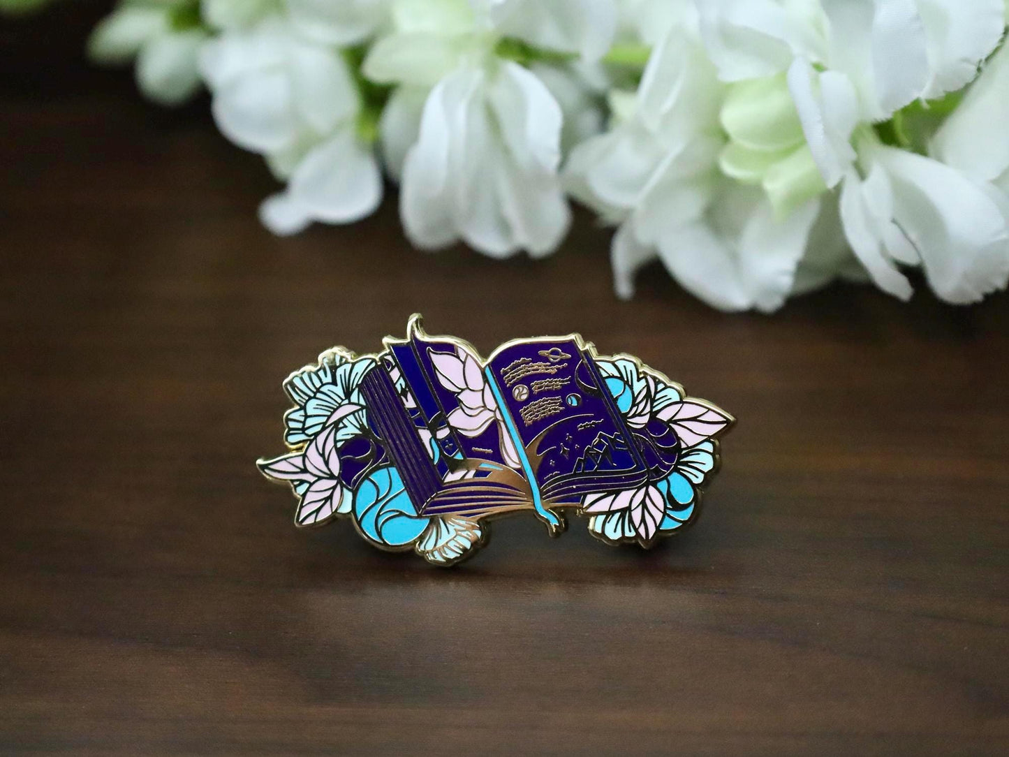 Gold Tome of Celestial Gardening Hard Enamel Pin - Celestial Garden Collection