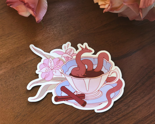 Cinnamon Tea Dragon Die Cut Sticker