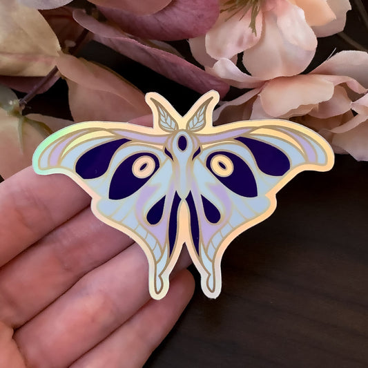 Enchanted Forest Holo Moth Die Cut Sticker