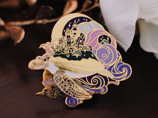 Gold Ocean of Sky Turtle Hard Enamel Pin - Night Version
