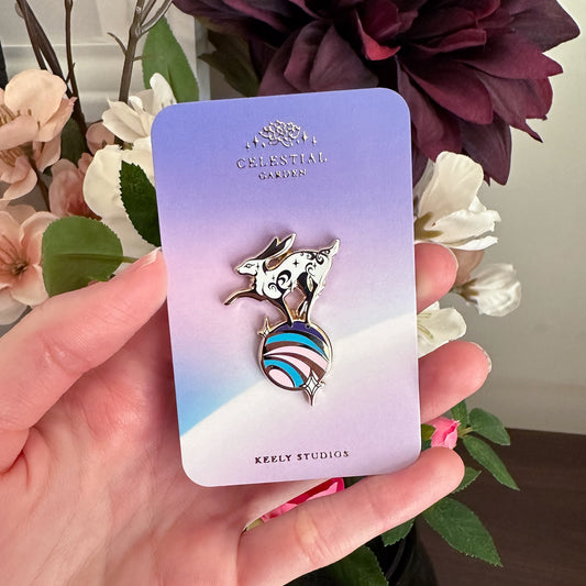 Gold Celestial Garden Dancing Cosmic Hare Hard Enamel Pin