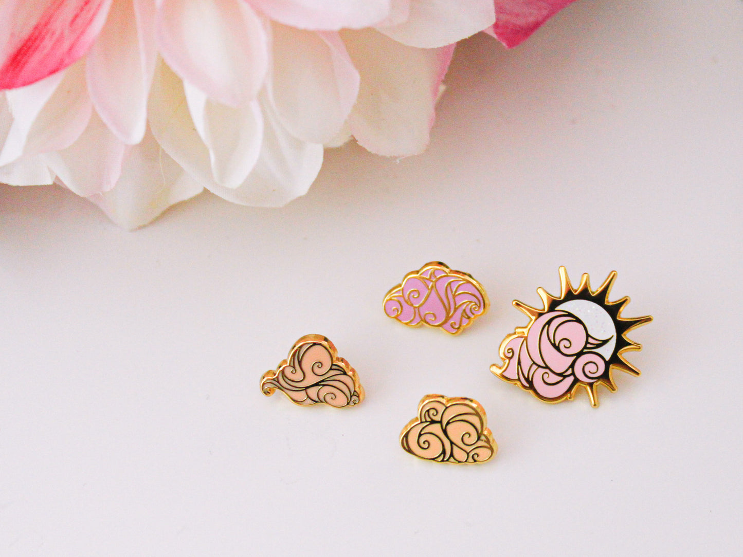 Gold Ocean of Sky Sun Hard Enamel Mini Pin Set