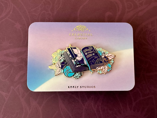 Gold Tome of Celestial Gardening Hard Enamel Pin - Celestial Garden Collection