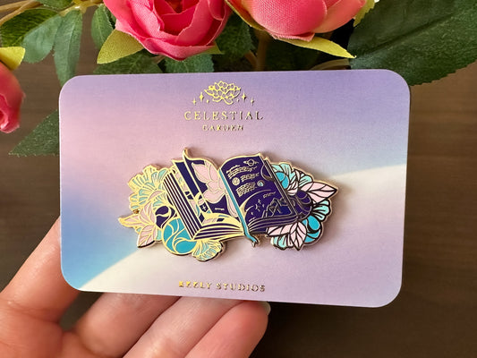 Gold Tome of Celestial Gardening Hard Enamel Pin - Celestial Garden Collection