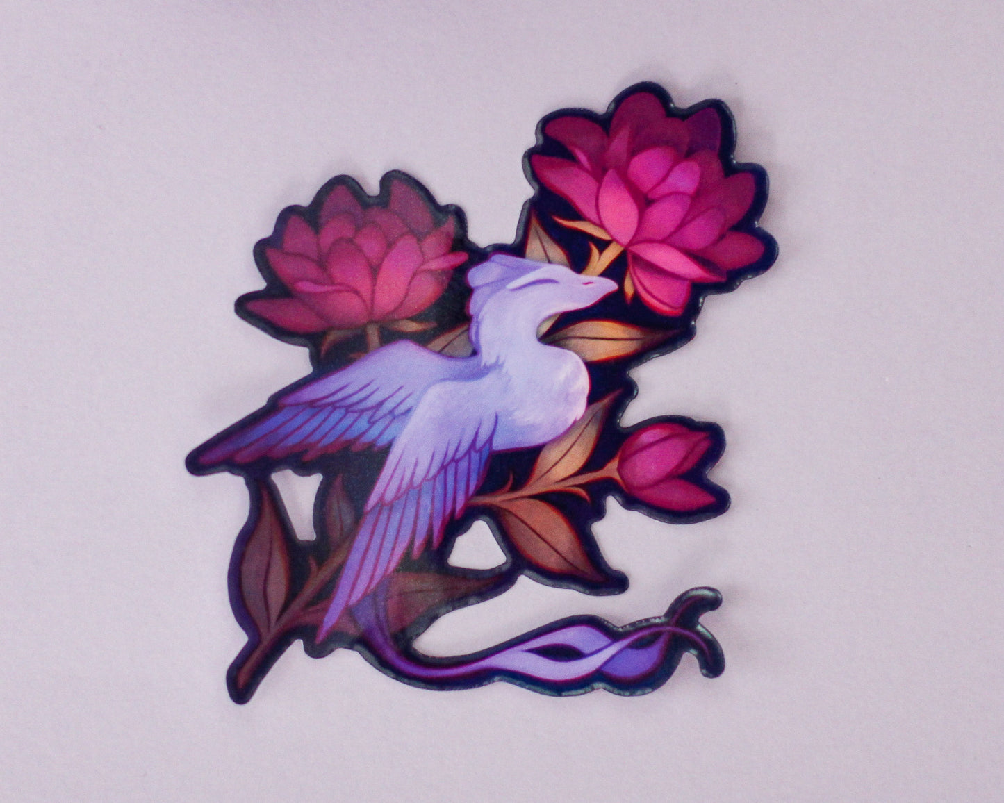 Floral Dragon - A Tea Party with Dragons Handmade Die Cut Sticker