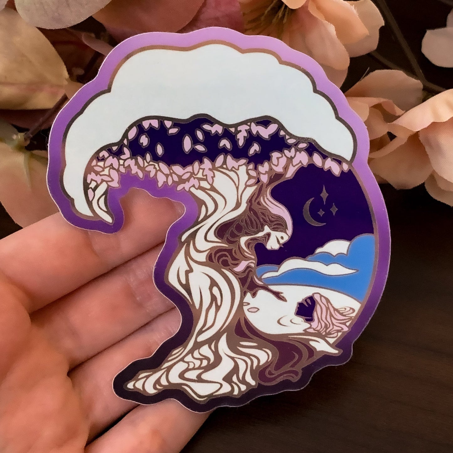 Enchanted Forest Dryad & Naiad Die Cut Gold Mirror Effect Sticker