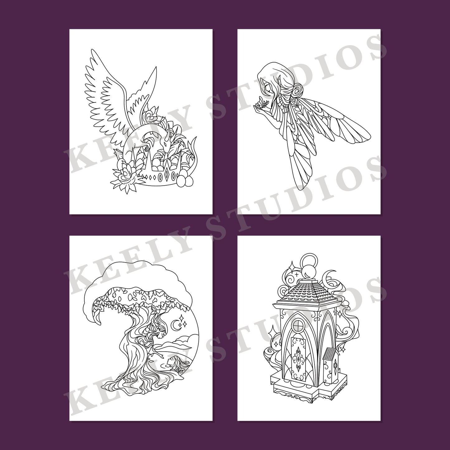 DIGITAL DOWNLOAD Coloring Book - The World of Keely Studios - 30 Adult Coloring Pages