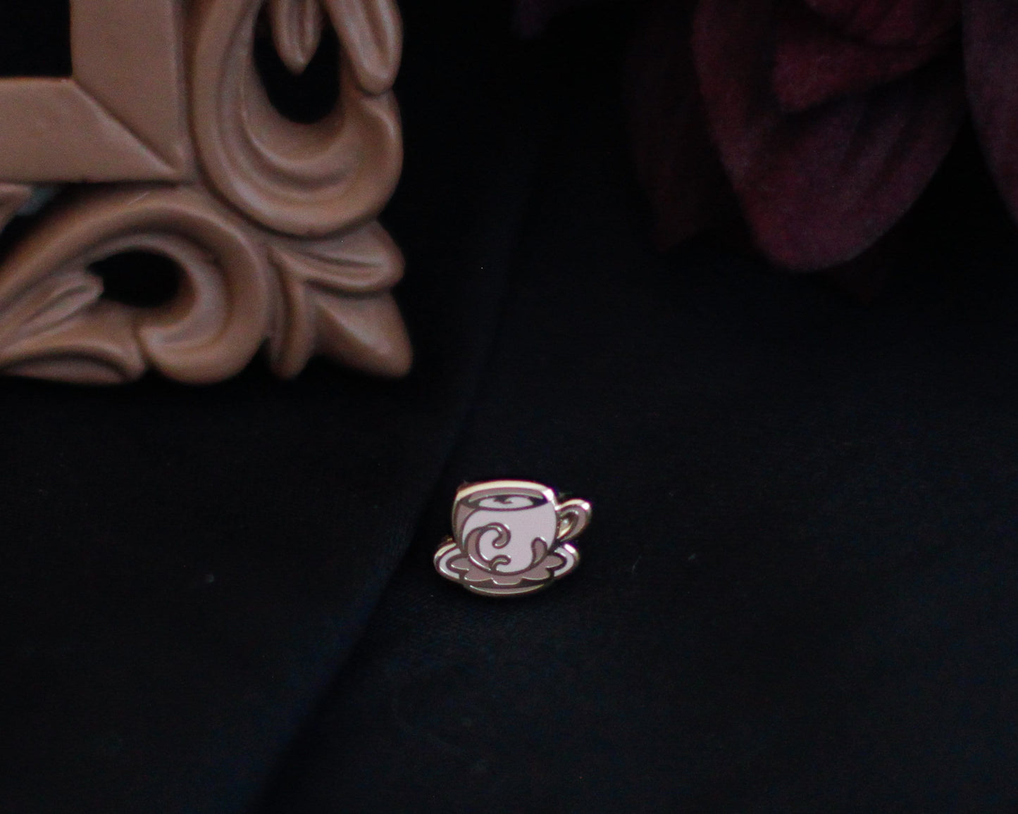 Sleepy Cat Familiar Ghost Tea Hard Enamel Mini Pins