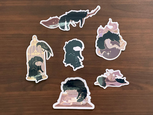 Sleepy Cat Familiar Die Cut Sticker Set