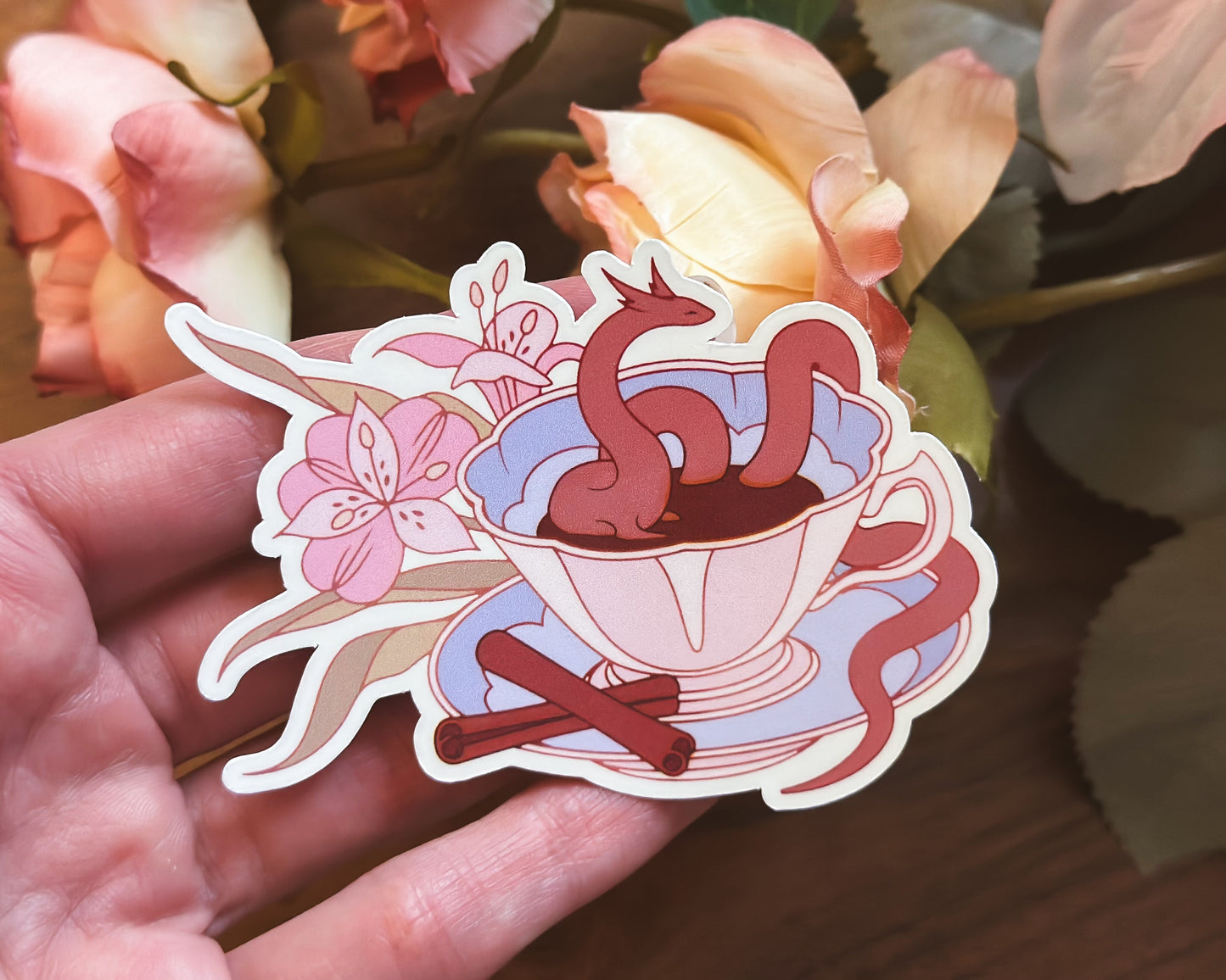 Cinnamon Tea Dragon Die Cut Sticker