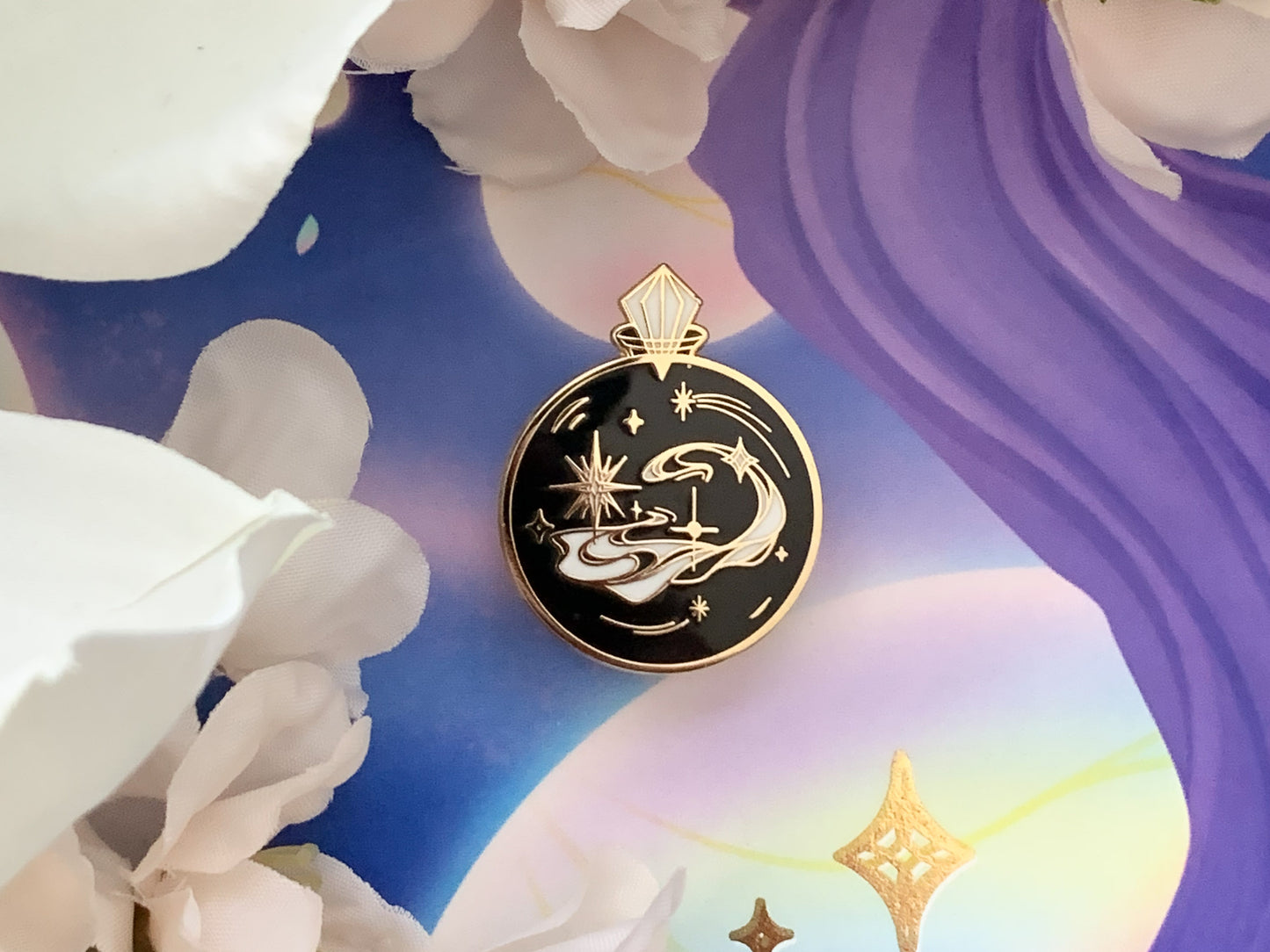 Gold Celestial Garden Starlight Potion Hard Enamel Pin - Black Edition