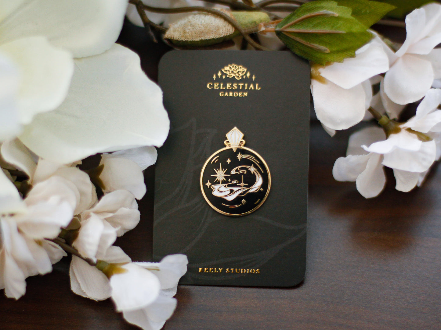 Gold Celestial Garden Starlight Potion Hard Enamel Pin - Black Edition