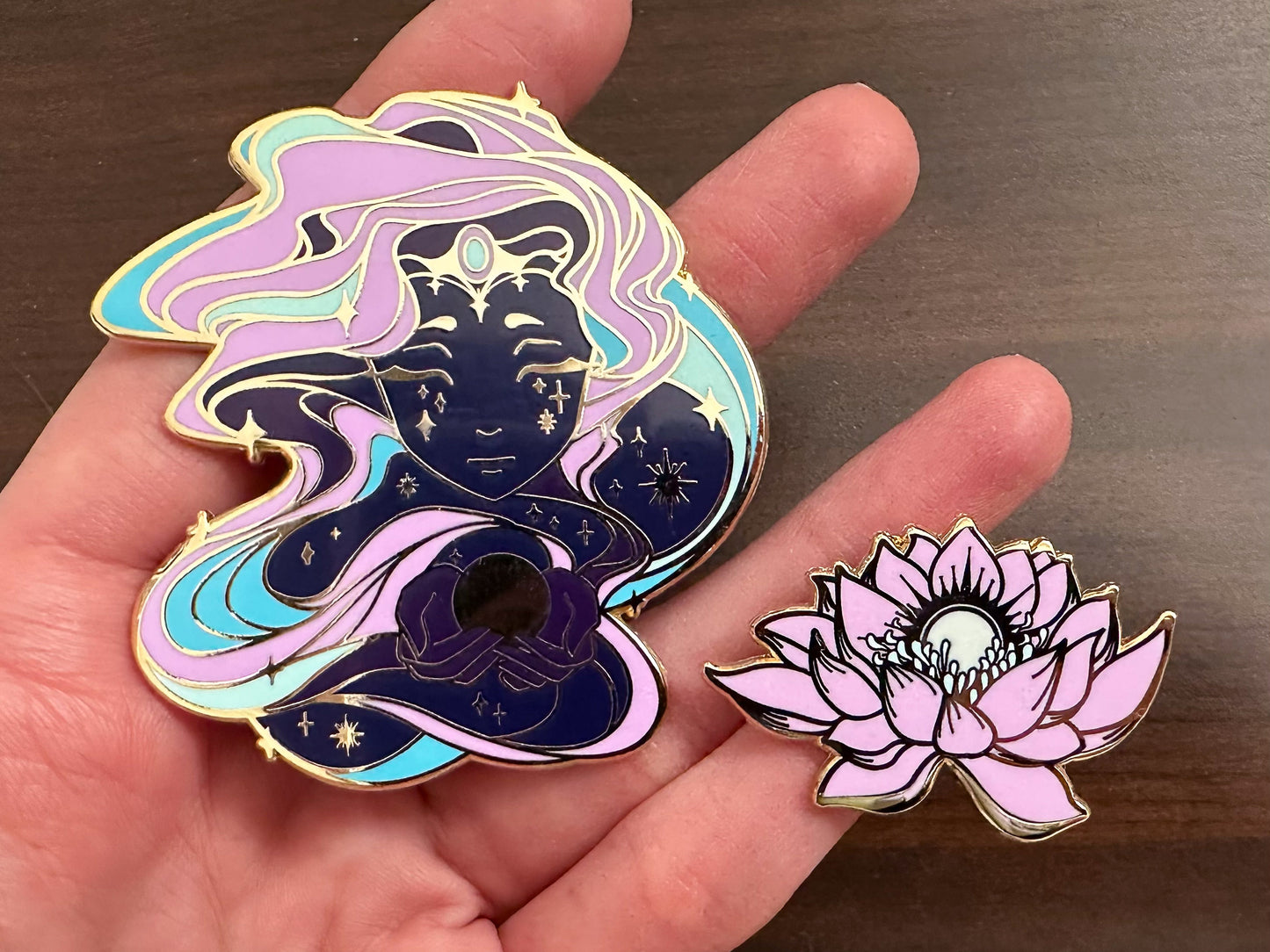 SECONDS BUNDLE | Gold Celestial Garden Sun Goddess & Lotus Hard Enamel Pins