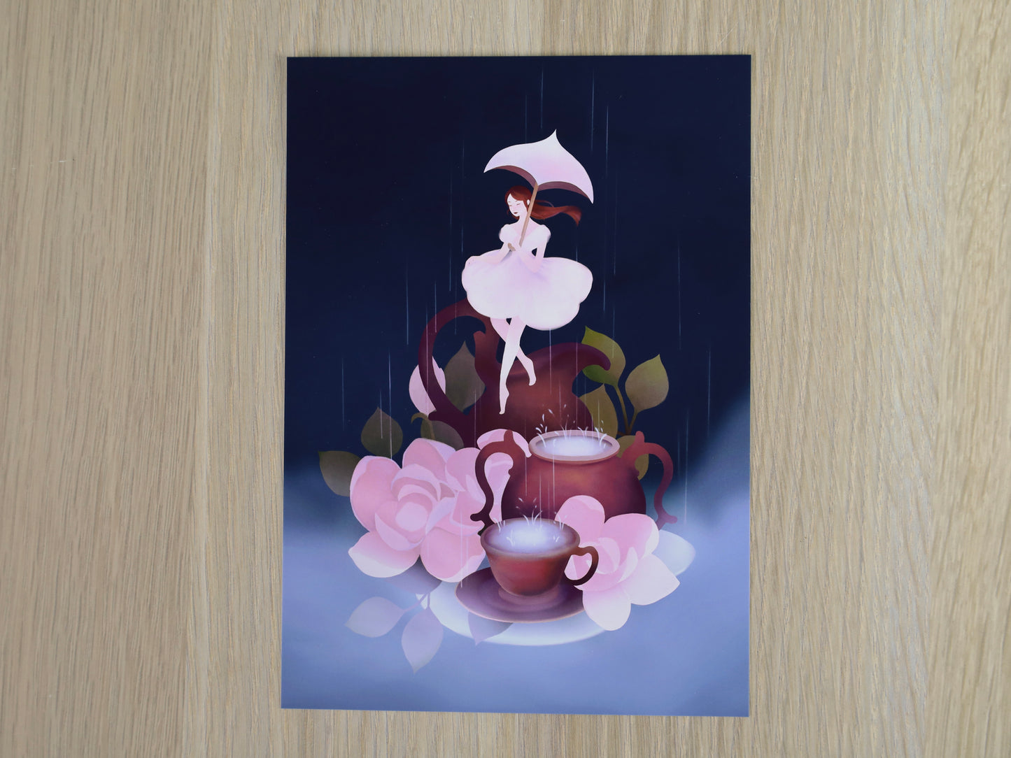 Rainy Teacups Art Print | Marvelous Manor Collection